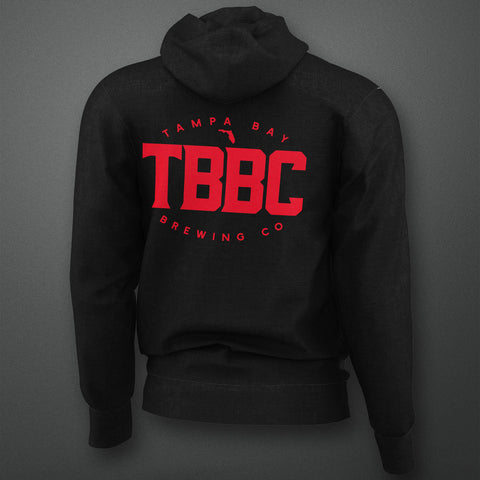 Red Zip Up Hoodie With TBBC Logo